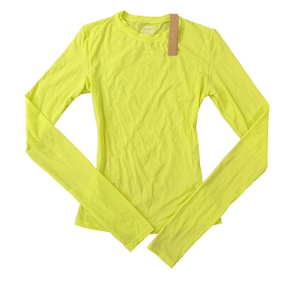 SKIMS Women Fits Everybody Daffodil Neon Yellow Long Sleeve T-Shirt Size XXS